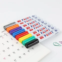 Stylo marqueur de peinture pour pneus de voiture, 12 couleurs, résistant à la décoloration, bande de roulement, CD, métallique, copie permanente, stylo scolaire, papeterie coréenne, vente en gros 