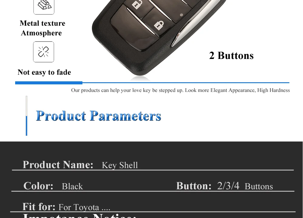 Keyforkess 10pcs 2/3/4BT modificato Flip Remote Key Shell Cover per Toyota Corolla Camry Auris TOY47 Upgrade custodia pieghevole per chiavi - H23f1af31d4364abe9ea27c0221e2e684P