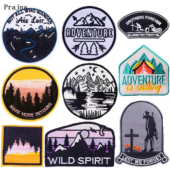 

Prajna Outside Climbing Patches Iron-on Embroidered Patches For Clothing Adventure Stripes Applique Garment Accessories Badges F