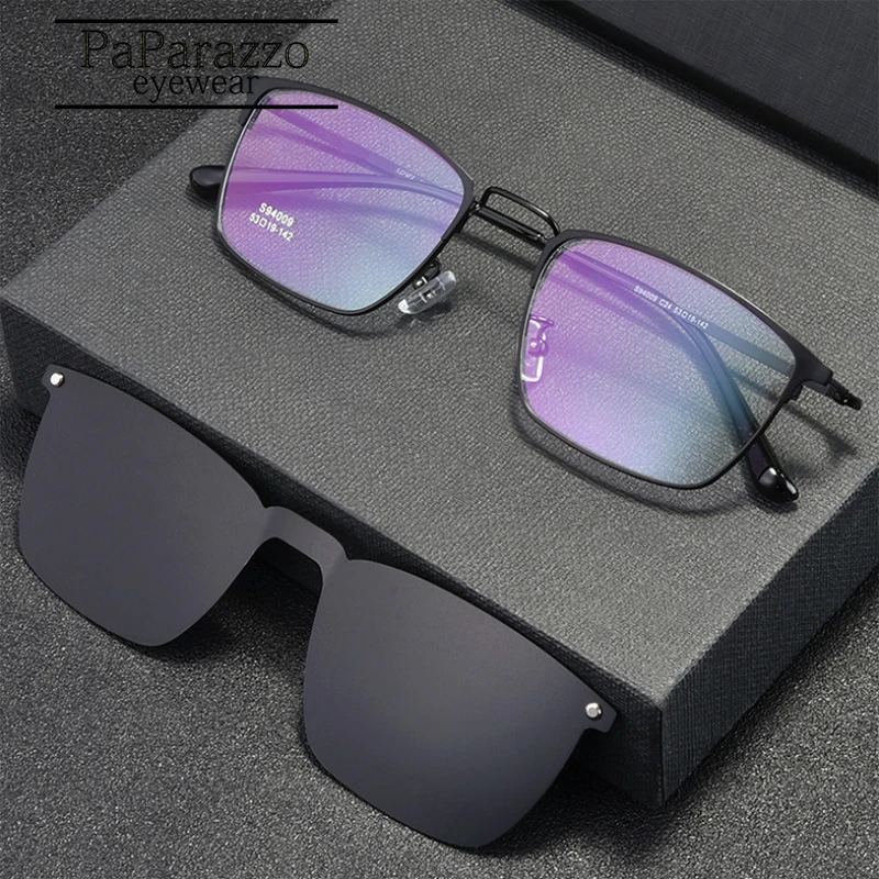 H D Поляризованные солнечные ретро-очки для мужчин и женщин Магнитные прикрепляемые очки сплав оптические Рецептурные очки полные оправы очки
