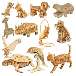 Corte a laser 3d papel quebra cabeça brinquedos pequenos animais corpo marinho conjunto modelo kits de decoração de mesa brinquedos para crianças
