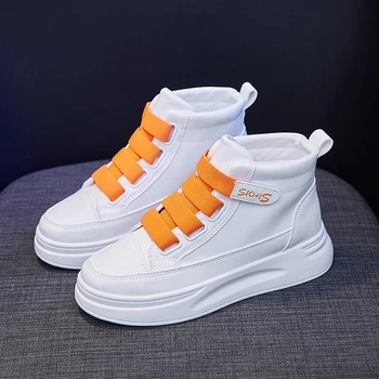 

2020 Autumn Women Fashion Sneakers Platform Ulzzang Brand Vulcanized Shoes Woman High Top Leather Casual Shoes Tenis Female Flat