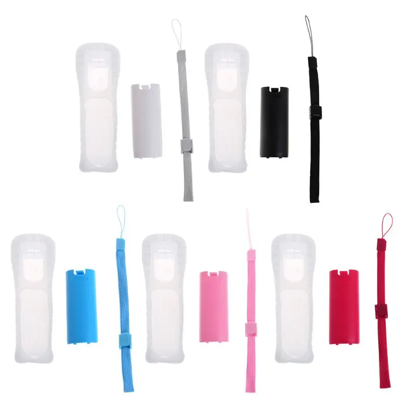 

Protective Silicone Cover Case Battery Back Door Shell Hand Strap Kit Replacement for Nintendo WII Remote Controller