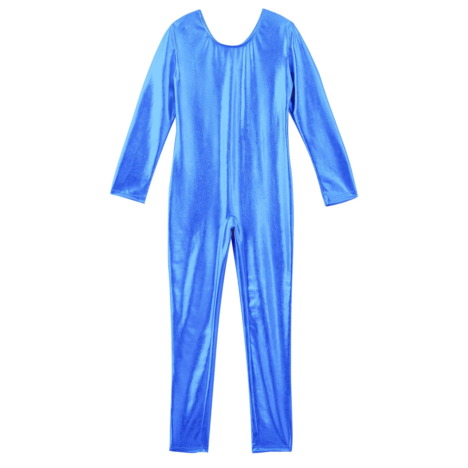 Combinaison une pièce à manches longues pour filles, combinaison pour enfants, combinaison intégrale imbibée de métal brillant, vêtements de danse AqWorkout Team dehors