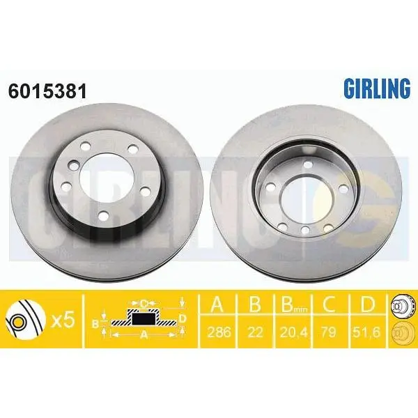 Диск тормозной BMW E36 318 328 90 98/E46 316 323 98 05 передний D=286мм. GIRLING 6015381|Тормозной цилиндр| |