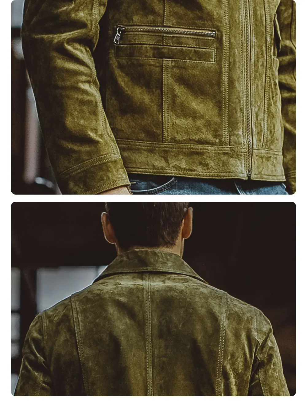 Kожаная куртка мужская джинсовое пальто из свиной шкуры, из натуральной кожи, кожаный жакет, мотоциклетный пиджак зеленого цвета для осени