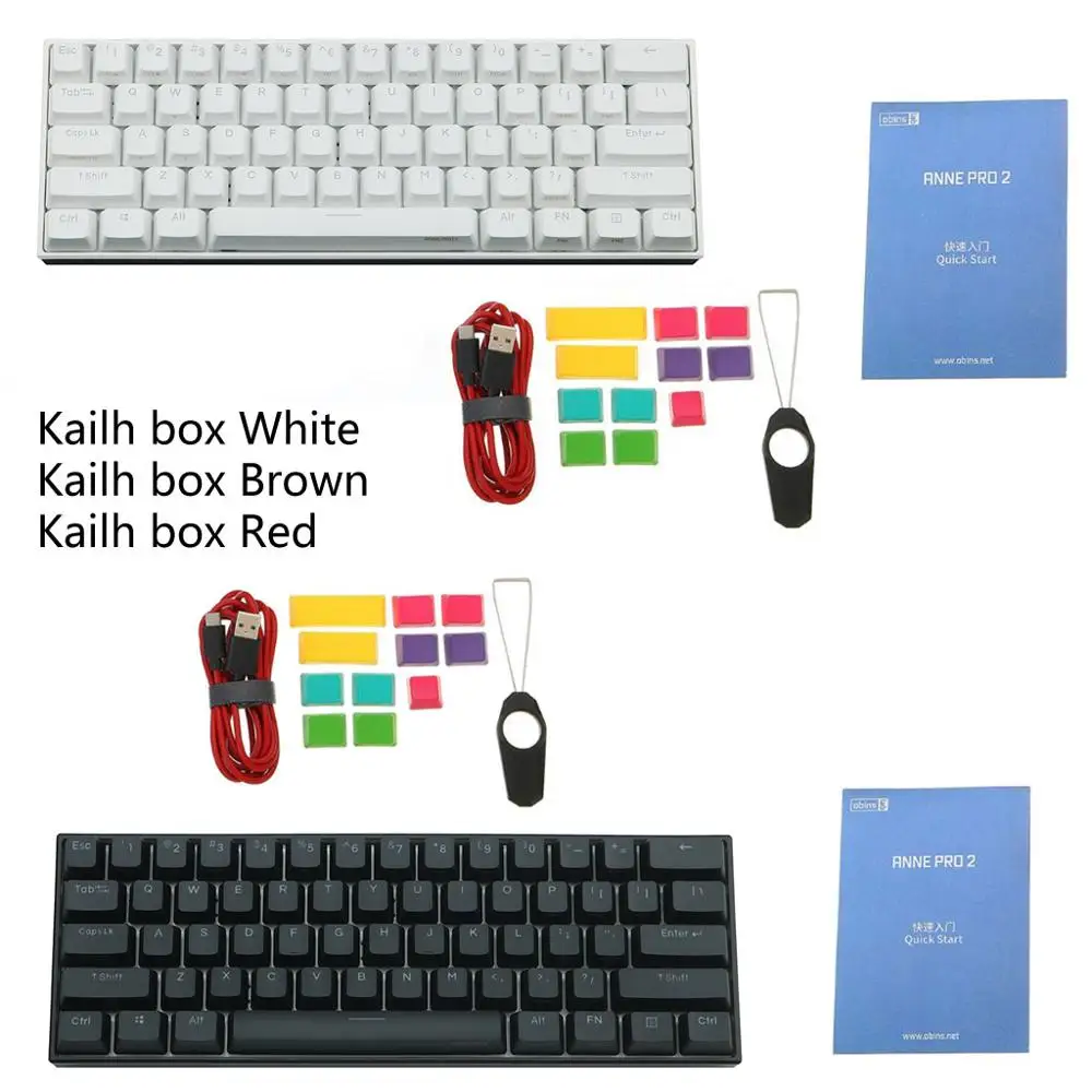 60% механическая клавиатура Bluetooth 4,0 Тип-C цветная(RGB) 61 Ключи Kailh коробка переключения