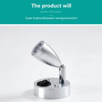 

TiOODRE Silver WALL Lamp 3W 220V Warm/pure/Cool white Rotatable LED WALL Light for Bedroom Bedside Reading Book Lighting