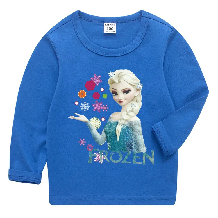 Осенне-весенняя детская Рождественская одежда хлопковая Повседневная футболка с длинными рукавами для маленьких девочек с надписью «Принцесса Эльза и Анна» топ-футболка