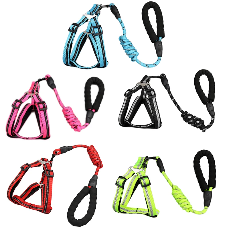 Reflective Dog Leash Pet Vest Type Rope Leads Nylon Pet Running Tracking Leashes