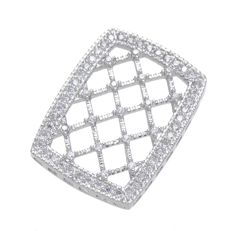 Juya Micro Pave Циркон полый цветок квадратный разъем Подвески Аксессуары для женщин Мода Жемчуг материал для изготовления ювелирных изделий - Цвет: White Gold