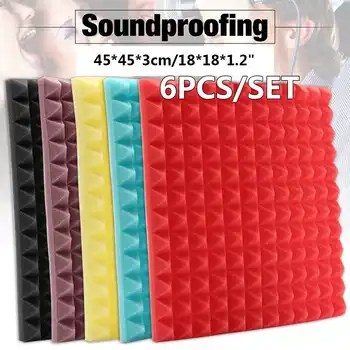 

6pcs 45X45X3CM Soundproofing Acoustic Foam Tiles Noise Sound Absorbing Sound Treatment Studio Room Absorption Tiles foam