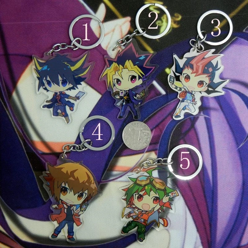 Anime DM Duel Monsters Yu Gi Oh Yugi Muto Yusei Fudo Jaden Yuki Keychain Keyring Strap 5pcs Limited cosplay | Тематическая одежда