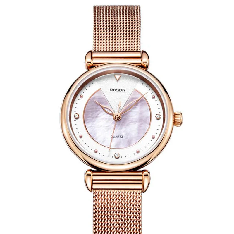 

Luxury Brand ROSDN 6 mm Ultra-thin Women's Watches Japan Quartz Movement Sapphire Watch Lady 50M Waterproof Diamond Watch R3228
