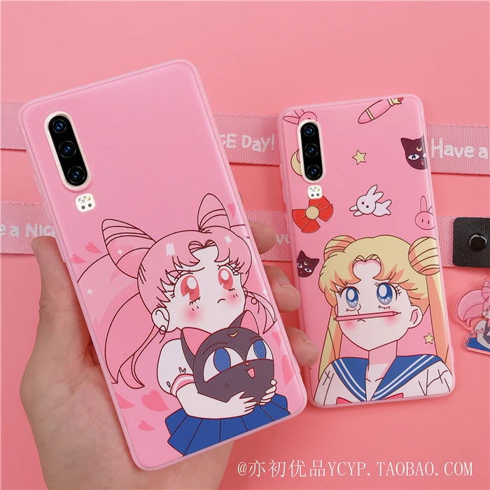 Чехол для телефона xiaomi mi9 8 sailor moon с милым мультяшным розовым рисунком для девочки xiaomi CC9E 9 8se с подвеской+ длинным ремешком