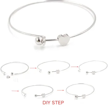 

2020 Stainless Steel Rose Gold Color Tone Round Expandable Bangles Bracelets Single Bar With Removable Ball End Cap Jewelry DIY