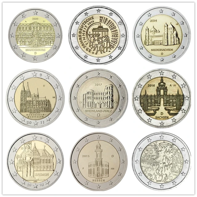 Coins 2 Euros Original Commemorative  Coins 2 Euro Real Germany - Germany 2  Dollar - Aliexpress
