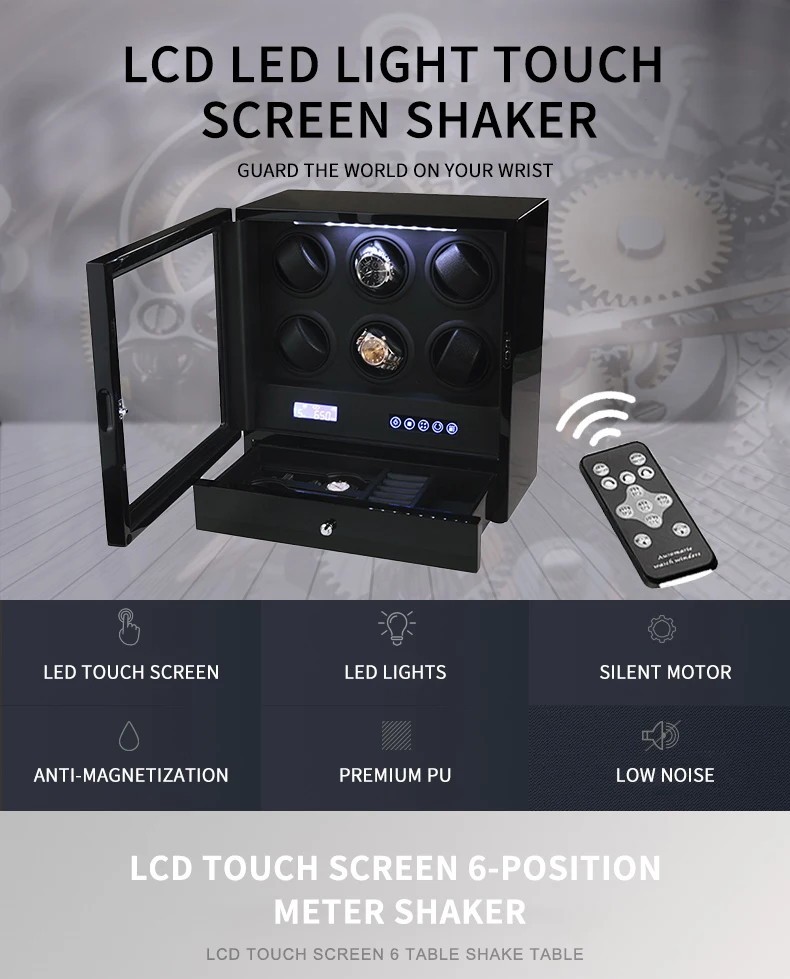 H23f2aa9d13514fbe9130510debd5ba4el Automatic Watch Winder 6 Slot Watches Safe Box Drawer Store Jewelry Quiet Japanese Mabuchi Motor Watch Storage Winding Boxes