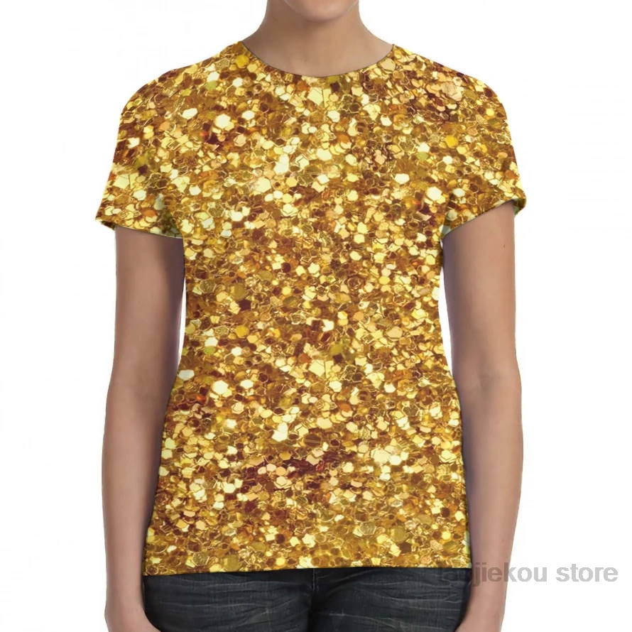 Мужская футболка с золотыми блестками женская модная футболка с принтом для девочек летние футболки с короткими рукавами для мальчиков