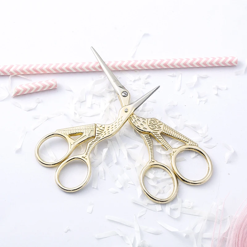 DIY home retro exquisite crane cut gold home small scissors manual needlework art tailor scissors crafts