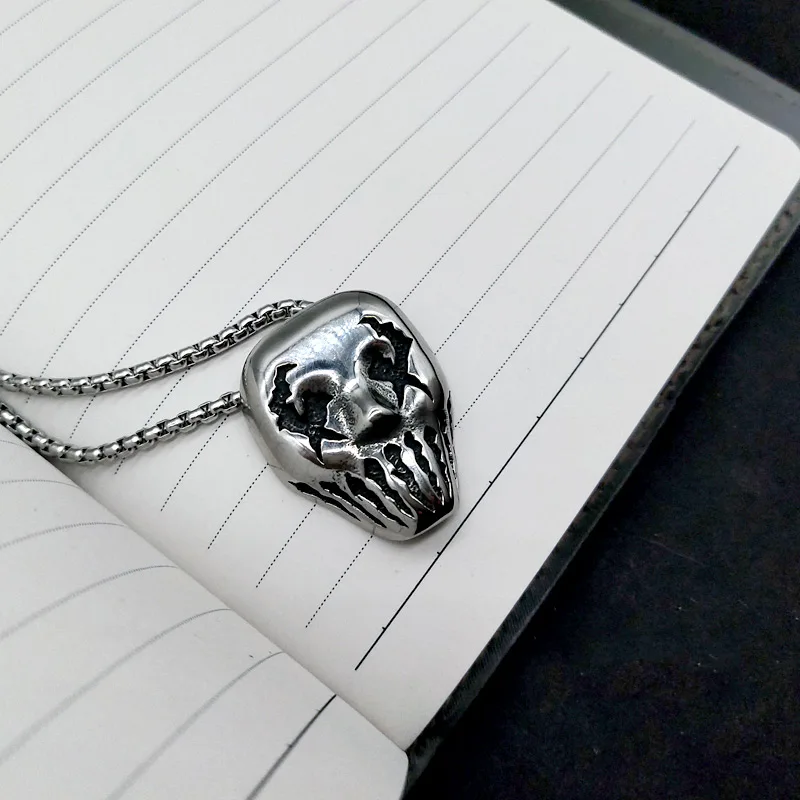 Hip Hop Clown Mask Pendant Necklace Gothic Stainless Steel Ghost Skeleton Men and Women Punk Jewelry Halloween Gift | Украшения и