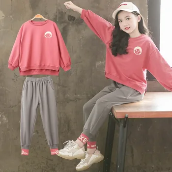 

ZWY574 Girls Clothes Autumn Long Sleeve Shirts + Pants Suits Children Clothing Sets Kids Clothes Teen 5 6 7 8 9 10 12 Years