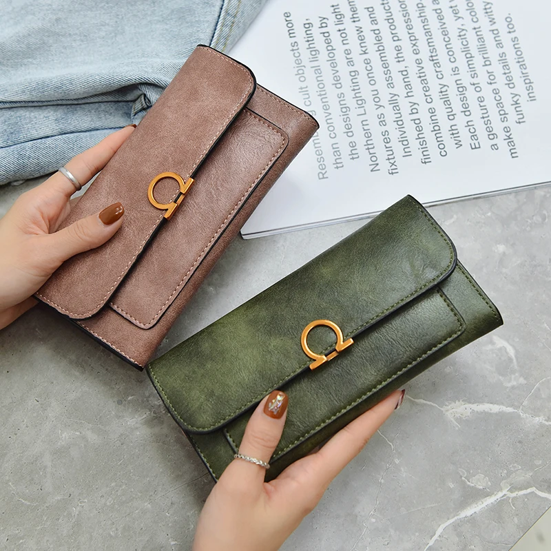 

Luxury Designer Long Wallet Libra Hardware Leather Women Cards Holder Purse Korean Cute Fashion Hot Sale Ladies Small Handbag