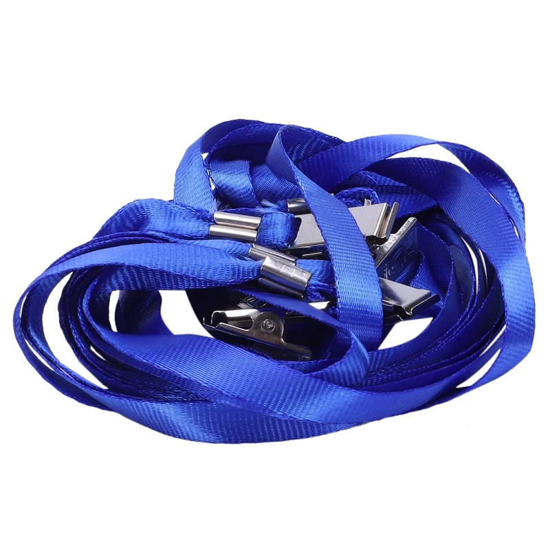 5 Pieces Clip Metal Blue Lanyard Neck Strap for Card Holder