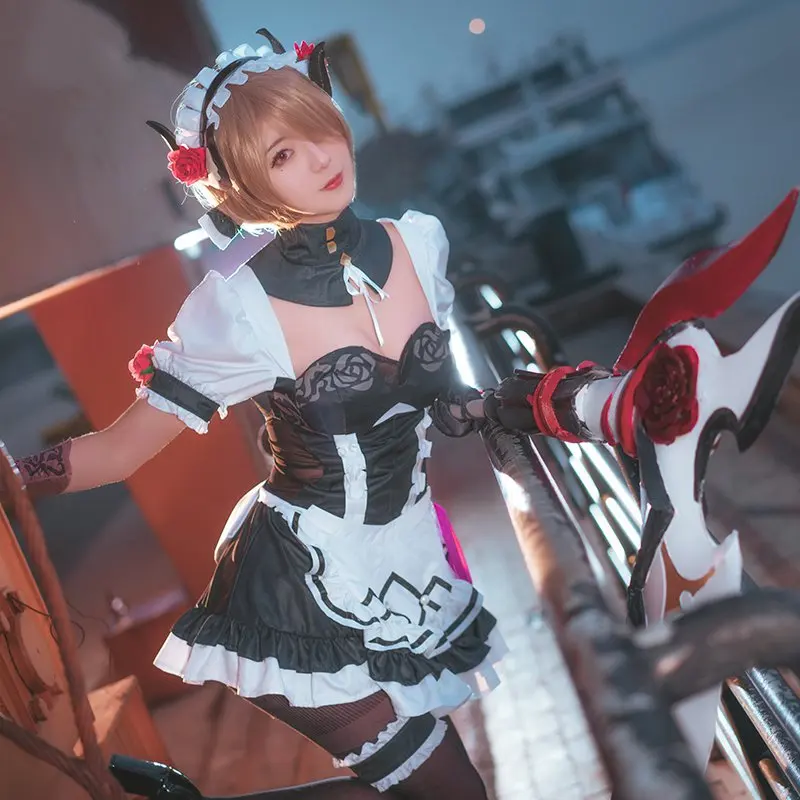 Игра Honkai Impact 3 Рита росвейссе Косплей Костюм Валкирия Черная роза горничная