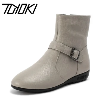 

Tuyoki Size 33-44 Women Ankle Boots Real Leather Round Toe Women Short Boots Fashion Autumn Winter Shoes Women Footwear