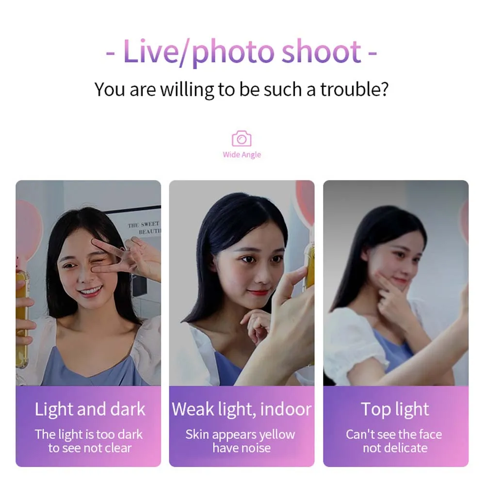 LED Selfie Ring Novelty Light Ring Clip For Cell Phone Photo Lamp celular backlight for phone 11