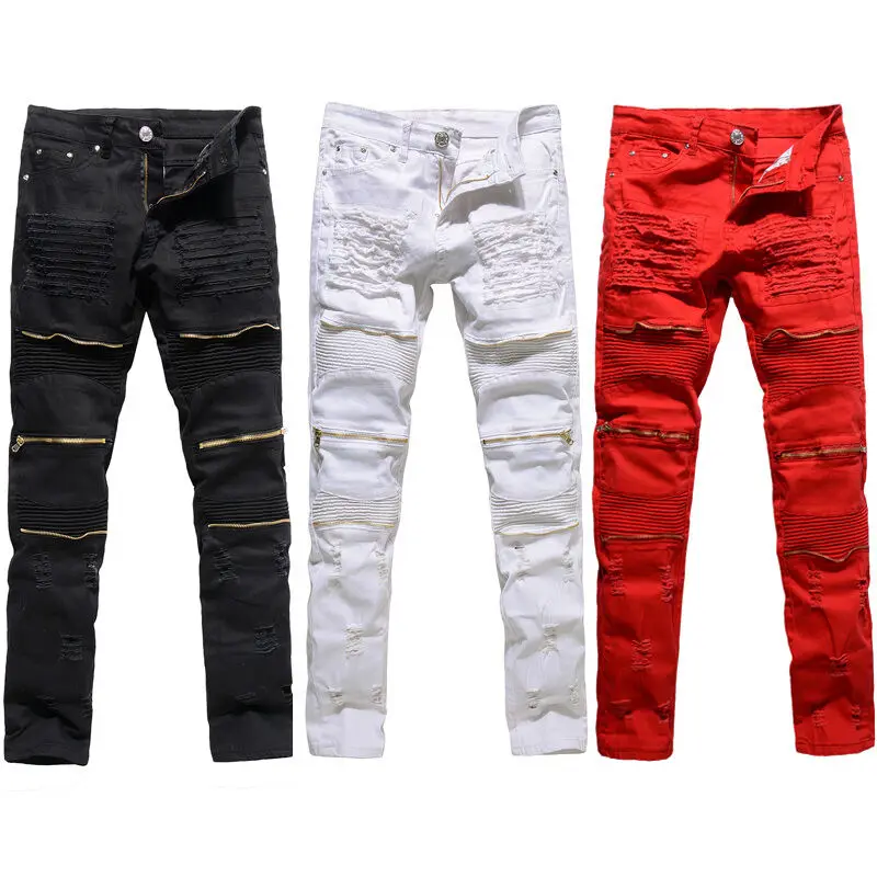 Men Skinny Jeans Stretch Slim Fit Denim Pants Trousers Casual Male Distressed Zipper Hip Hop Pencil Pants Men Skinny Jeans Stretch Slim Fit Denim Pants Trousers Casual Male Distressed Zipper Hip Hop Pencil Pants