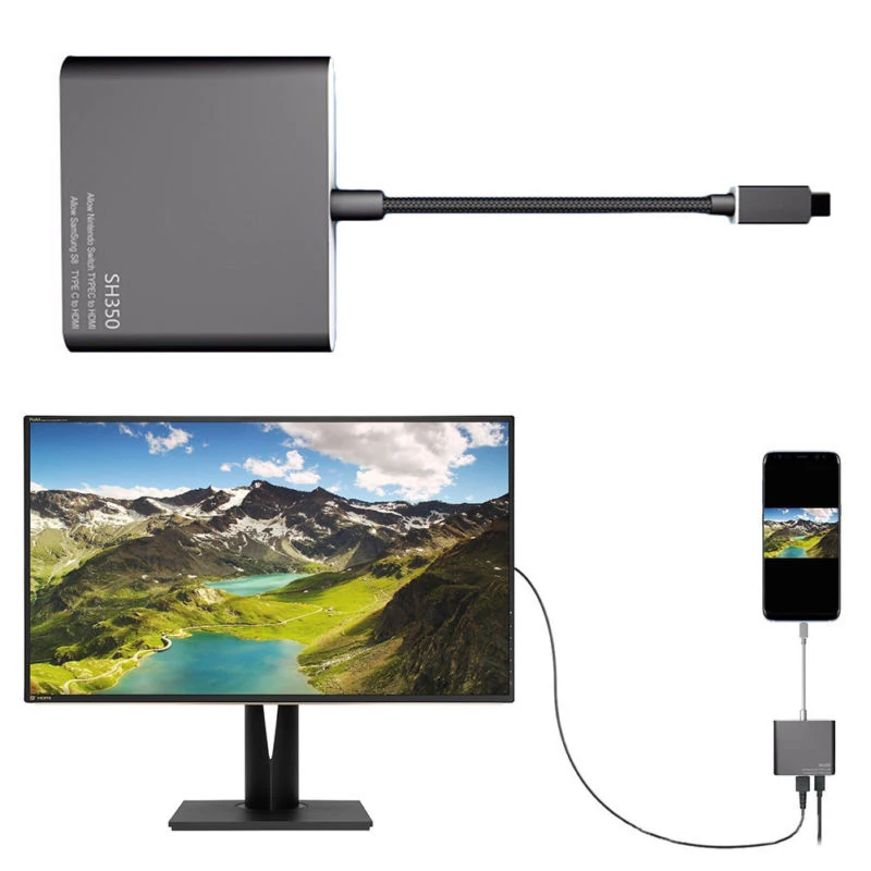 HDMI type-C ТВ адаптер основание конвертера для nintendo SH350 переключатель CH type C к HDMI/type C/USB 3,0