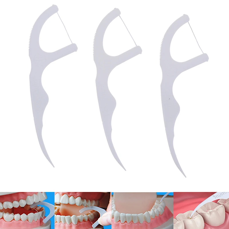 30Pcs/Pack Hygiene Dental Floss Flosser Sticks White Color Tooth Picks Teeth Plaque Remover Adult Interdental Brushes