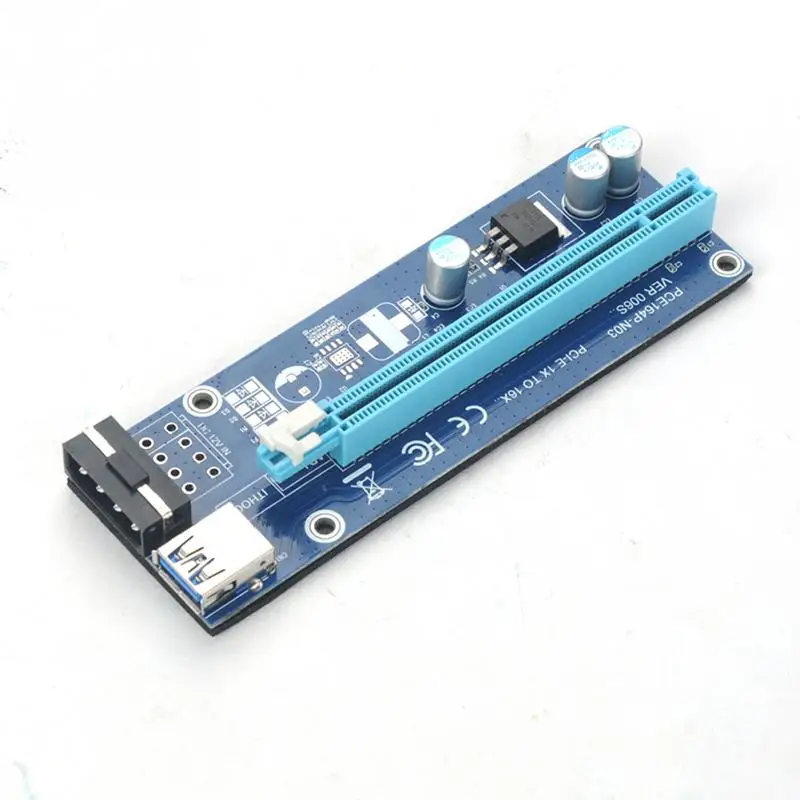 PCI-E PCIE PCI Express Molex 6Pin to SATA 1X 16X USB 3.0 Extender Adapter LED Mining Riser Card PCI-E PCIE PCI Express Molex 6Pin to SATA 1X 16X USB 3.0 Extender Adapter LED Mining Riser Card