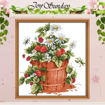 

Strawberry flower painting counted 11CT 14CT Cross Stitch Set Wholesale DIY Cross-stitch Kit Embroidery Needlework Home Decor