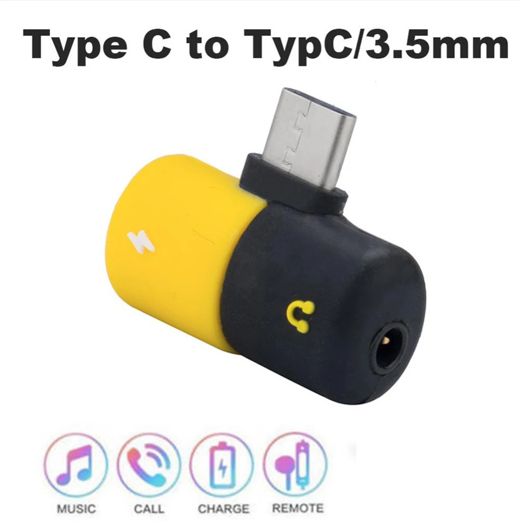 3 Pieces Capsule 2 In 1 USB C Headphone Audio & Charger Adapter Splitter