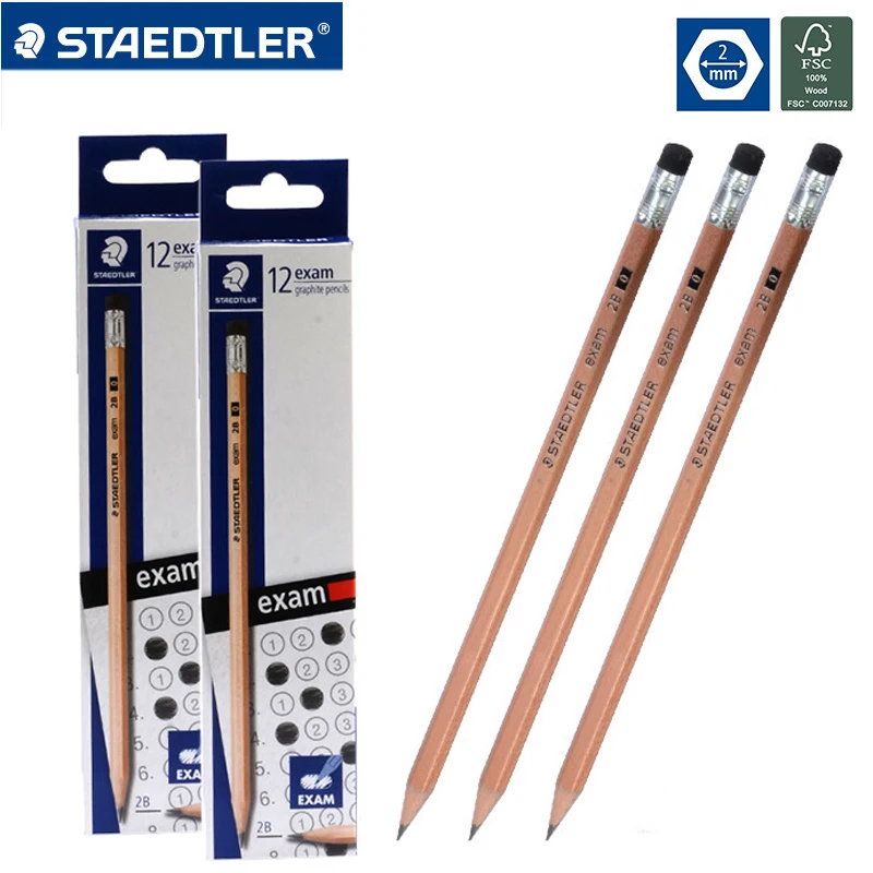 24 Uds STAEDTLER 2B lápiz lápices de escribir lápiz papelería escuela Oficina suministro estándar lápices con goma 132 40N C12