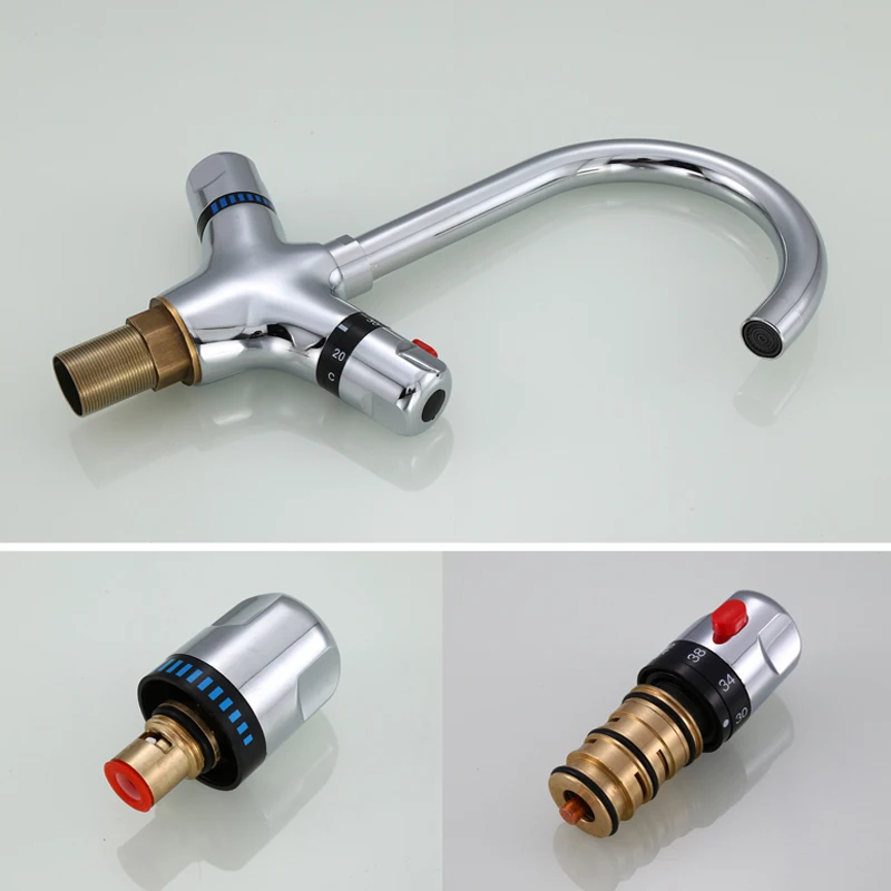 flexivel torneira termostatica para graus rotativo banheiro mistura deck montado latao termostatica mixer 04