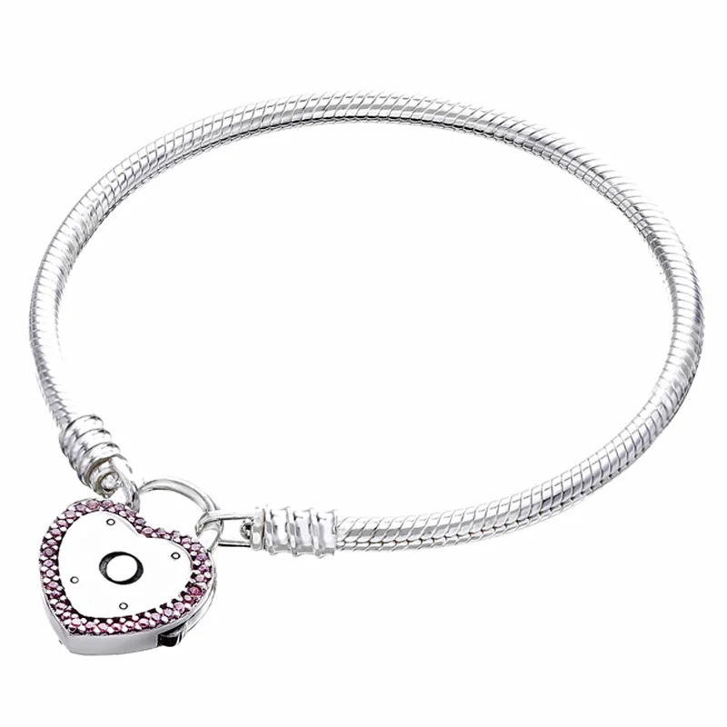 925 пробы Серебряный браслет замок ваше обещание змея цепь браслет подходит для женщин бисера Шарм Европа ювелирные изделия