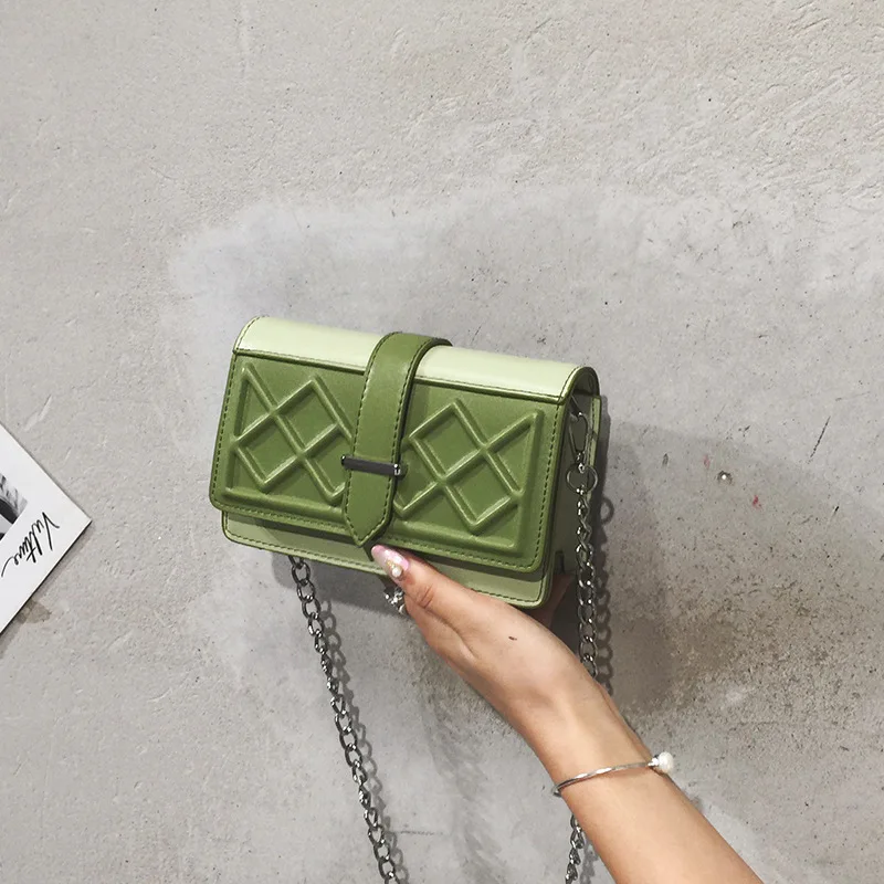

Bag WOMEN'S Bag New Style 2019 Fashion Fashion Chain Shoulder Bag Super Fire INS Simple Contrast Color Shoulder Bag