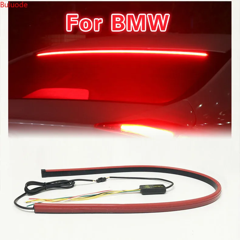 

For BMW Super Bright Red Flowing Flashing additional Car Third Brake Light Tail High Mount Stop Lamp 12V CarTurn Signal Strip