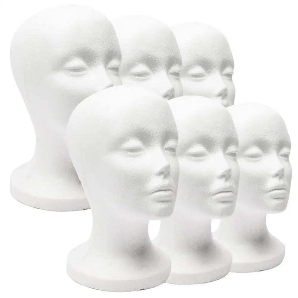 Minkissy 2 piezas cabeza de espuma femenina modelo cabeza peluca pantalla espuma maniquí gafas sombrero postizos soporte estante de exhibición para tienda salón tienda 