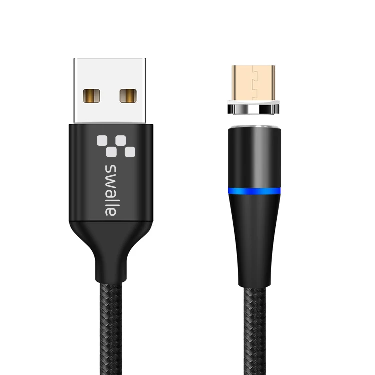 Swalle Магнитный usb-кабель type C кабель магнитное зарядное устройство для зарядки данных Micro USB кабель для iPhone 11 XR кабель для мобильного телефона USB шнур - Цвет: Micro