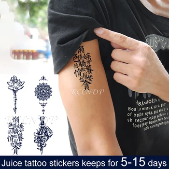 

Waterproof Temporary Juice Tattoo Sticker Lotus Chinese Word Dragon Sword Totem Flash Tatoo Fake Tatto Body Art for Men Women