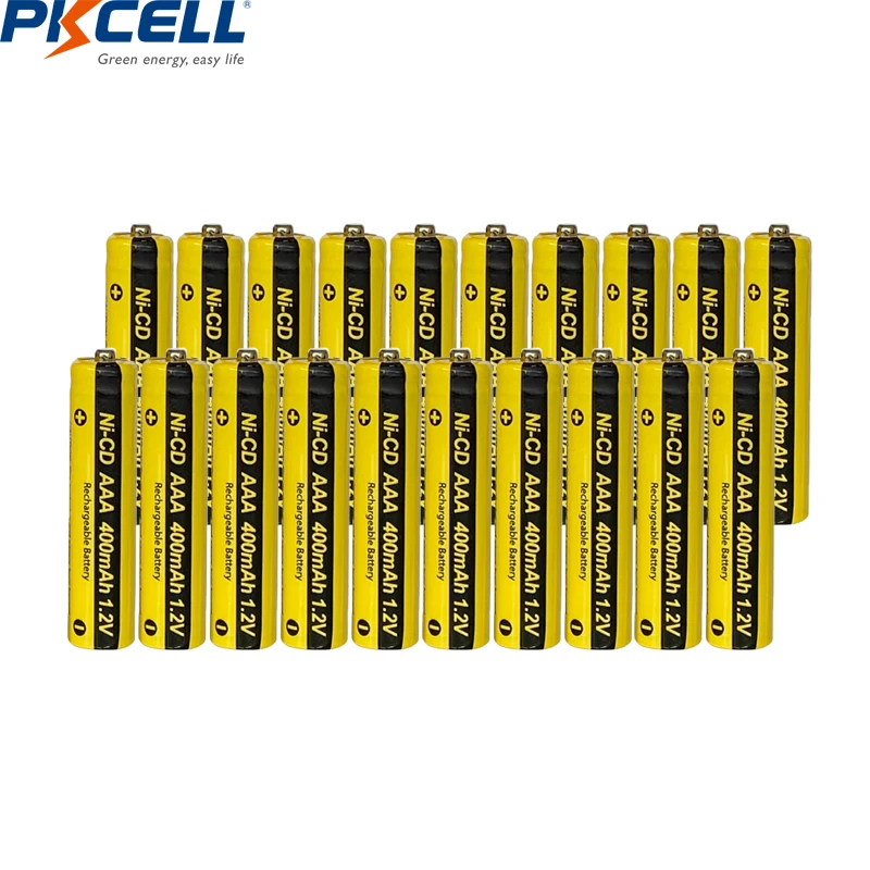 20 шт./лот * PKCELL 400 мАч AAA Ni-CD аккумуляторные батареи Кнопка Топ NiCd 3A 1 2 V | Электроника