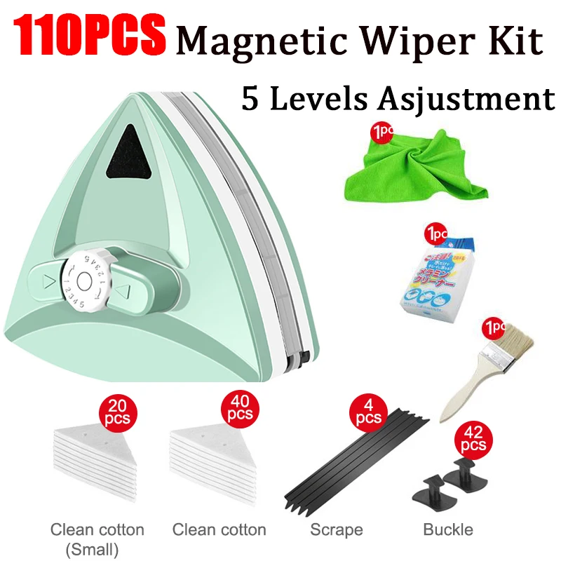 Cepillo magnético ajustable de 5 niveles para ventanas, limpiador de vidrio de doble cara, herramientas de limpieza del hogar