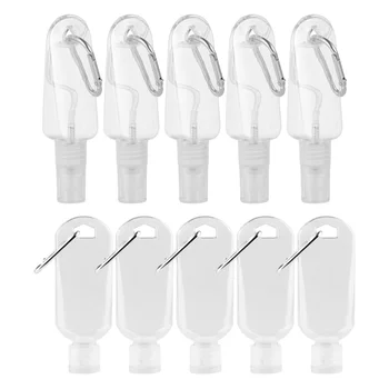 

10pcs 30ml Travel Bottles Refillable Bottles With Hook Empty Bottle Hand Sanitizer Containers (Squeeze Bottles + Sprayer Bottles