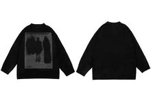 CCZXLY Autumn Men Knitted Jumper Sweaters Hip Hop Graphic Letter Print 2021 Streetwear Harajuku Loose Fashion Casual Pullovers