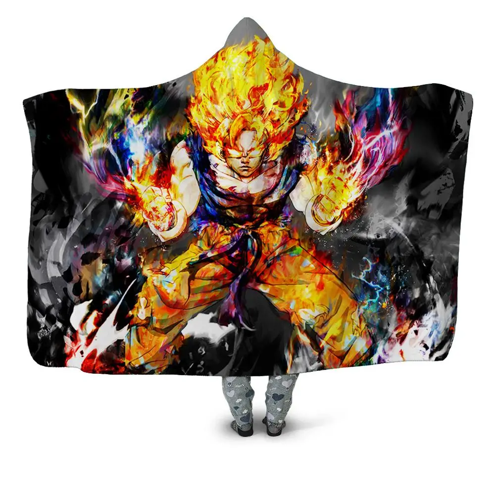 Зимние 3D с рисунком из аниме «Наруто» Dragon Ball теплый с капюшоном носимых Одеяло диван Manta пледы Одеяло плед; одеяло; Одеяло толстовка с отложным воротником - Цвет: E